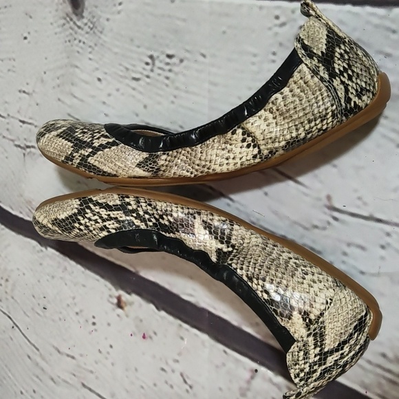 COLE HAAN Black Tan Snakeskin Ballet Flats shoes 7 7M - Picture 6 of 12